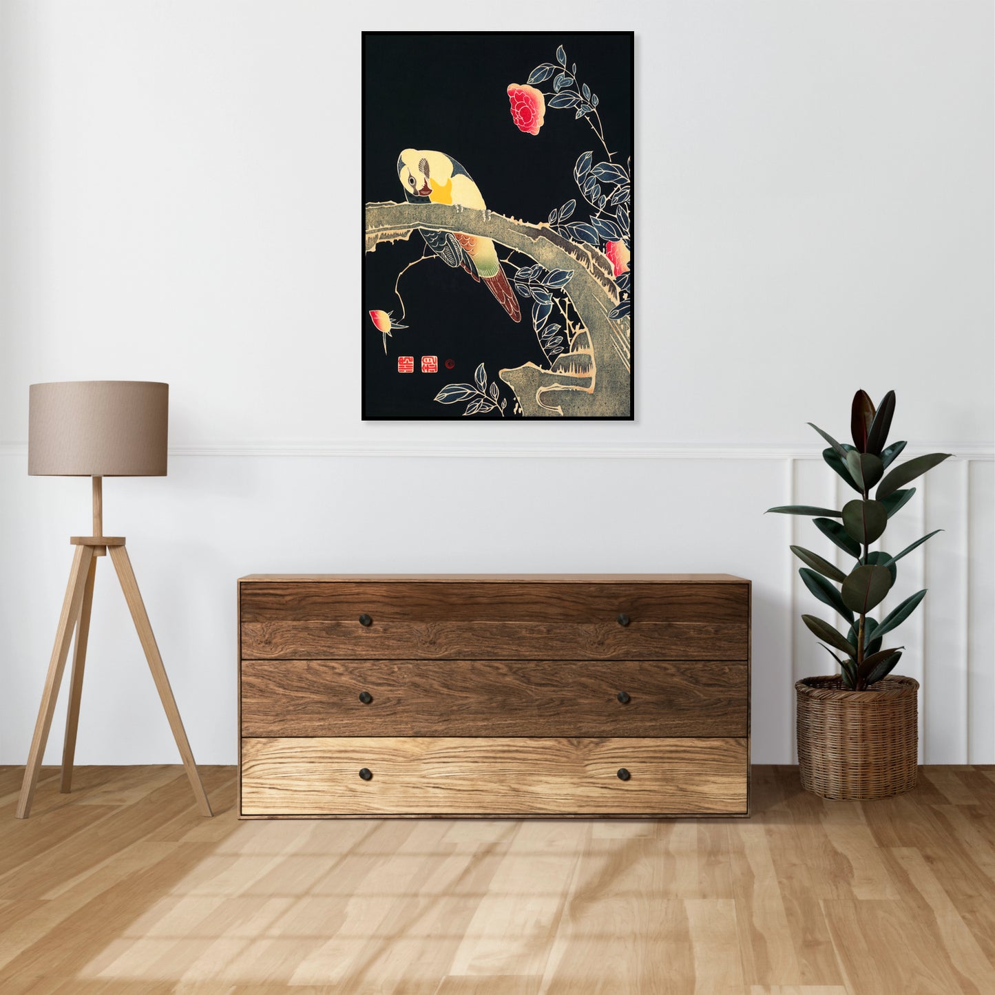 Plakat  Parrot on the Branch, Jakuchu Japoński Vintage