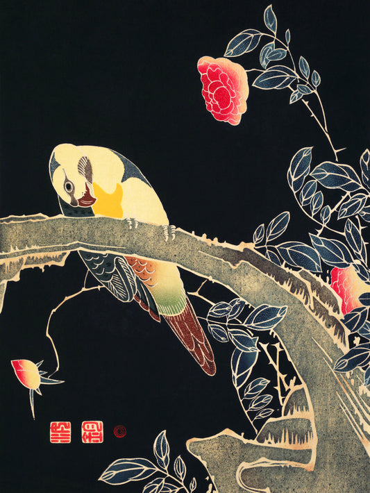 Plakat  Parrot on the Branch, Jakuchu Japoński Vintage