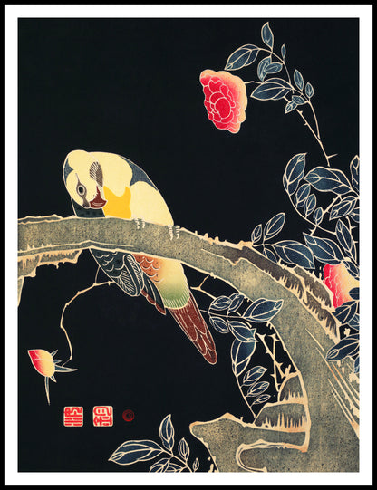 Plakat  Parrot on the Branch, Jakuchu Japoński Vintage