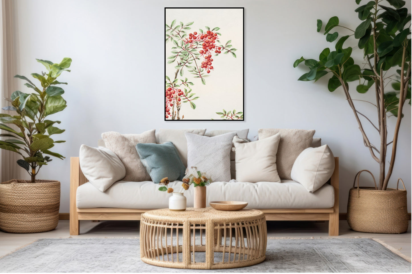Plakat  Nandina Bush, Morikaga Japoński Vintage do Salonu