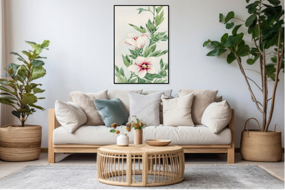 Plakat  Hibiscus, Morikaga Japoński Vintage do Salonu