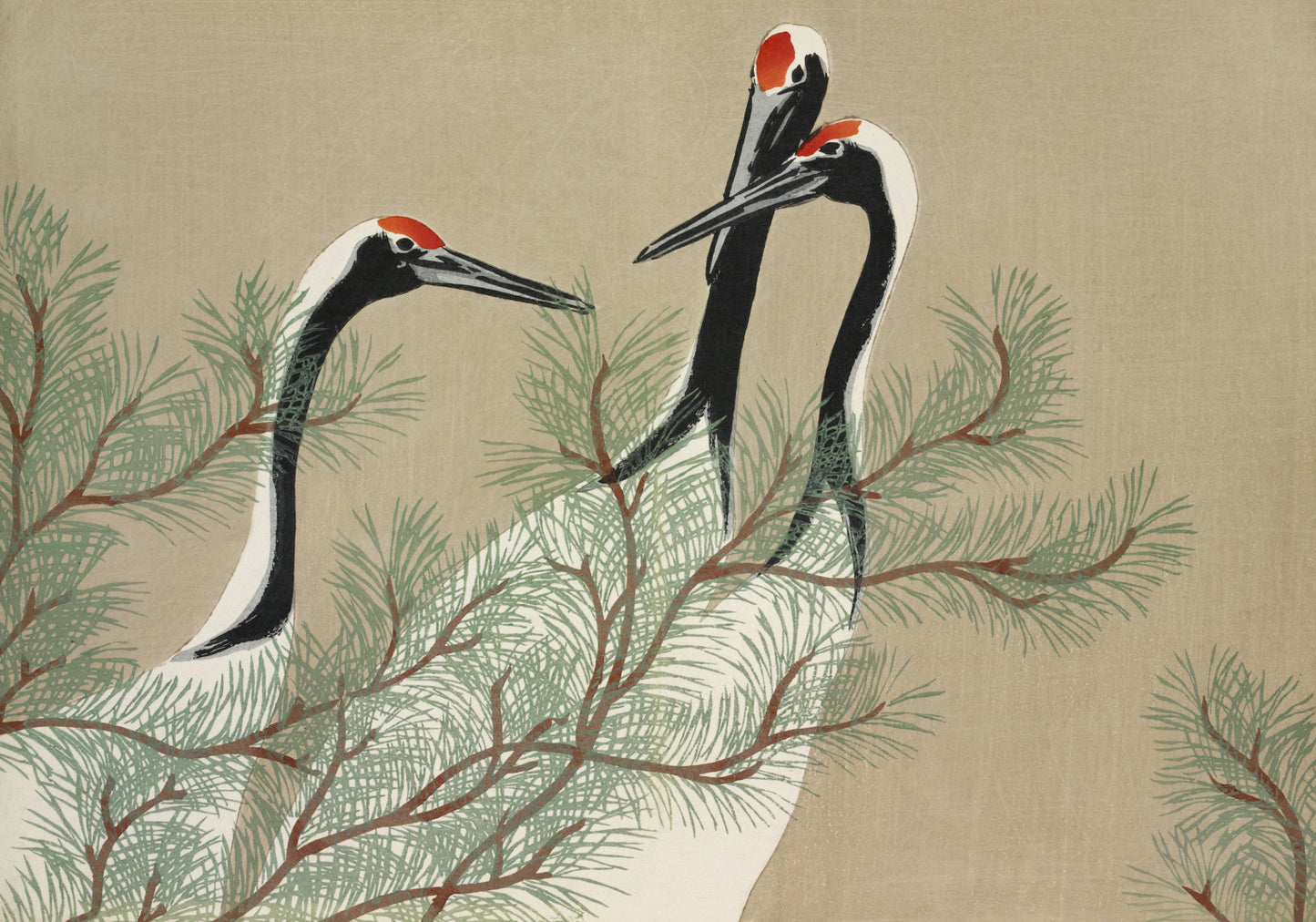 Plakat  Cranes, Sekka Japoński Vintage do Salonu