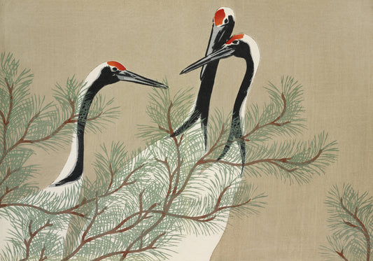 Plakat  Cranes, Sekka Japoński Vintage do Salonu