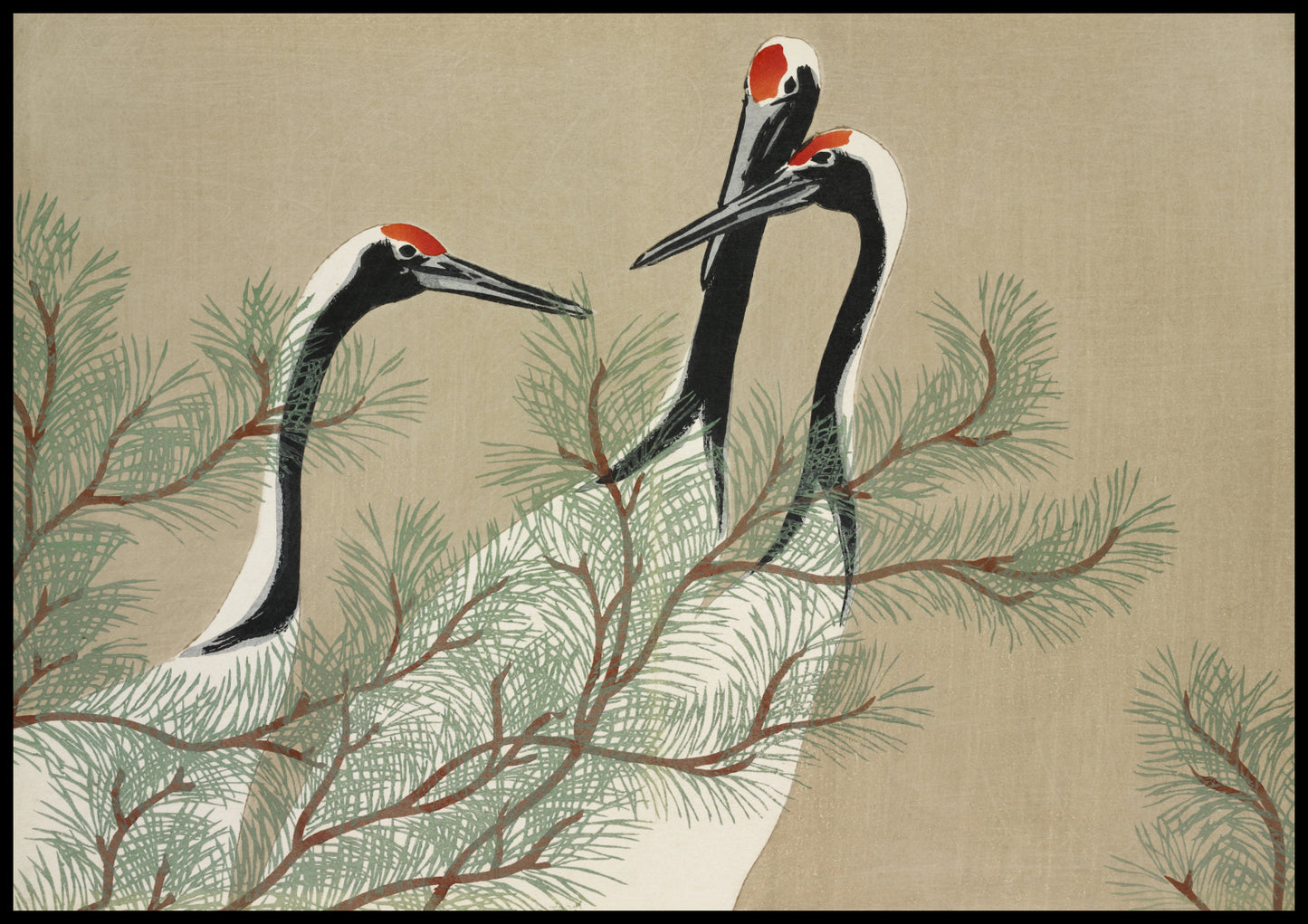 Plakat  Cranes, Sekka Japoński Vintage do Salonu