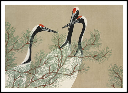 Plakat  Cranes, Sekka Japoński Vintage do Salonu