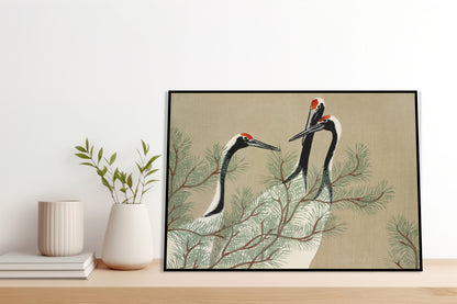 Plakat  Cranes, Sekka Japoński Vintage do Salonu