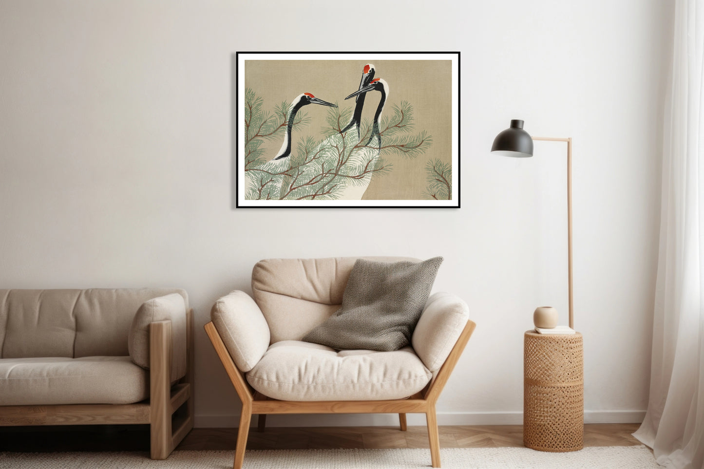 Plakat  Cranes, Sekka Japoński Vintage do Salonu