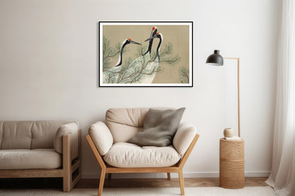 Plakat  Cranes, Sekka Japoński Vintage do Salonu