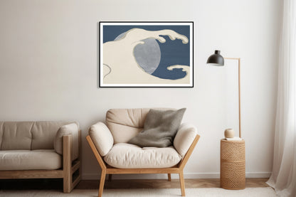 Plakat  Waves and Sun, Sekka Japoński Vintage do Salonu