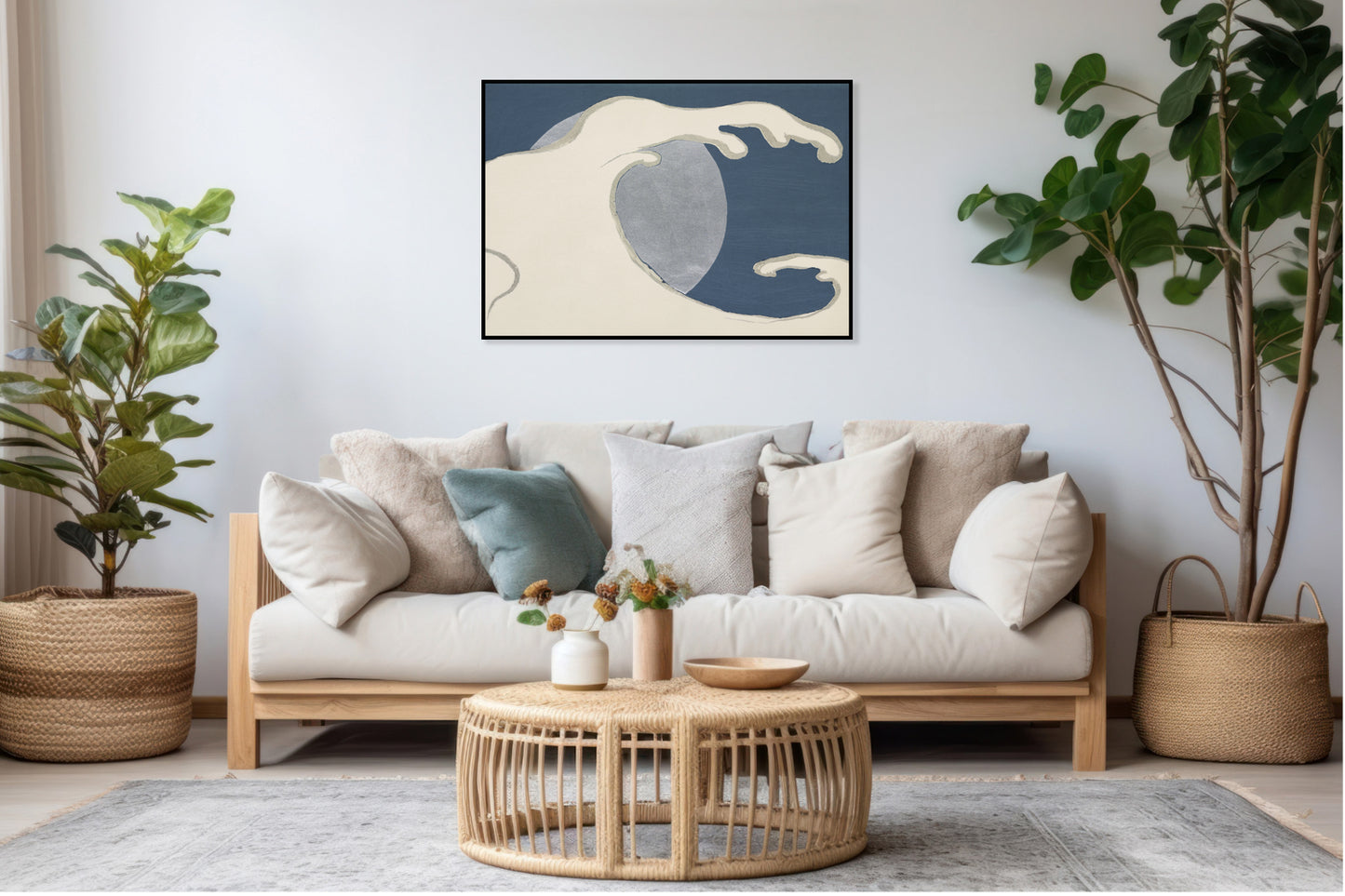 Plakat  Waves and Sun, Sekka Japoński Vintage do Salonu