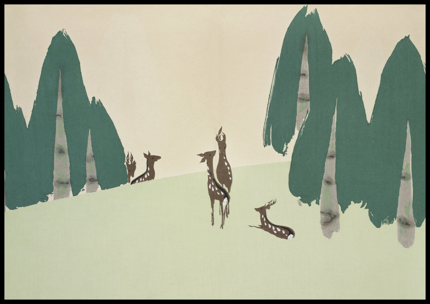 Plakat  Deer, Sekka Japoński Vintage do Salonu