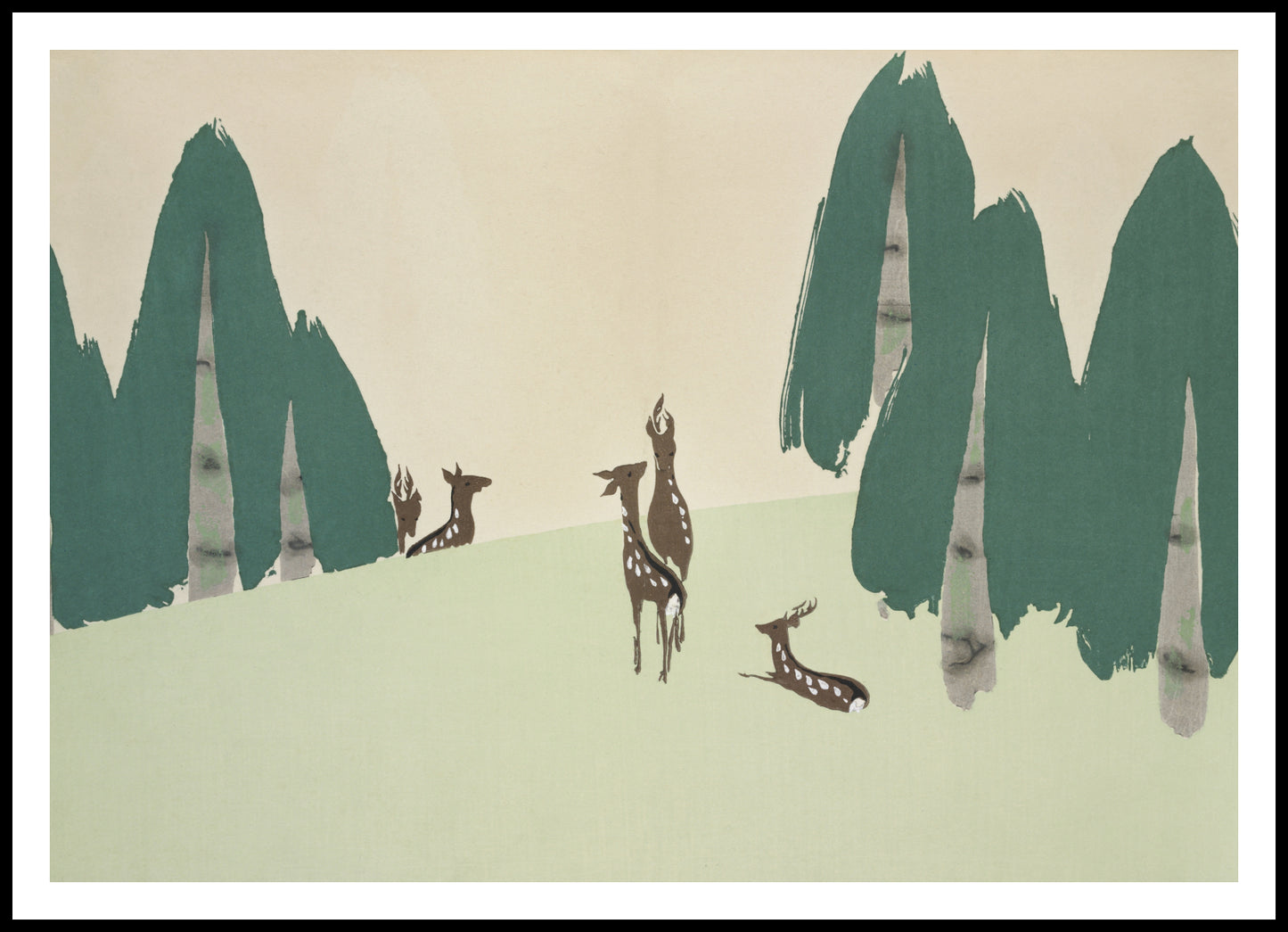 Plakat  Deer, Sekka Japoński Vintage do Salonu