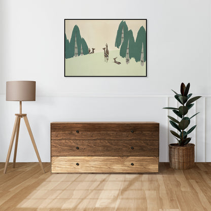 Plakat  Deer, Sekka Japoński Vintage do Salonu