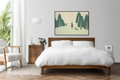 Plakat  Deer, Sekka Japoński Vintage do Salonu