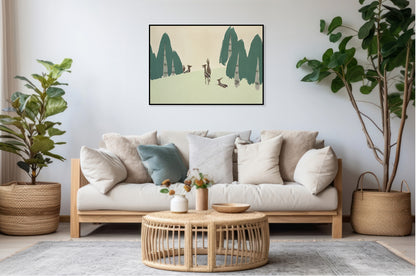Plakat  Deer, Sekka Japoński Vintage do Salonu