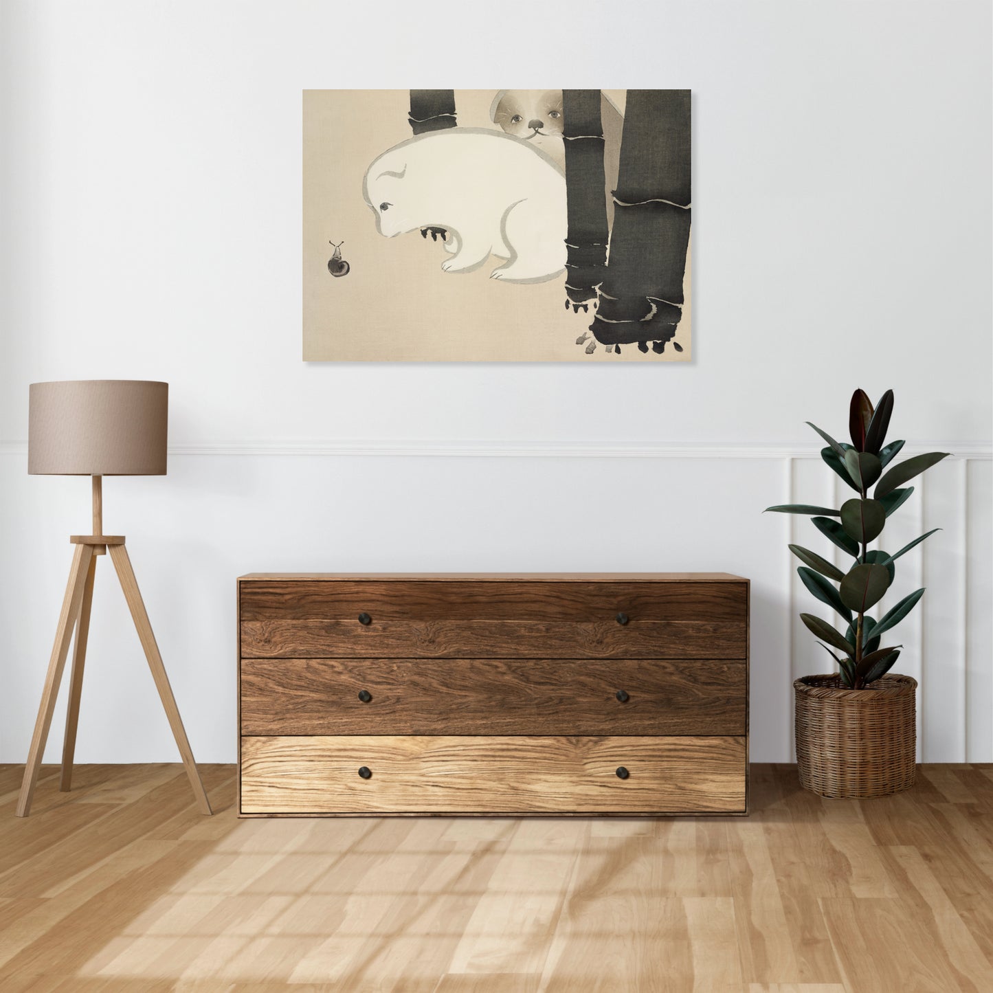 Obraz  Dog and Snail, Sekka Japoński Vintage do Salonu