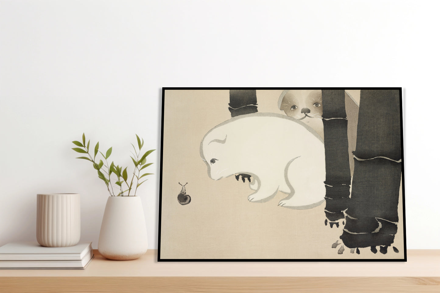 Plakat  Dog and Snail, Sekka Japoński Vintage do Salonu