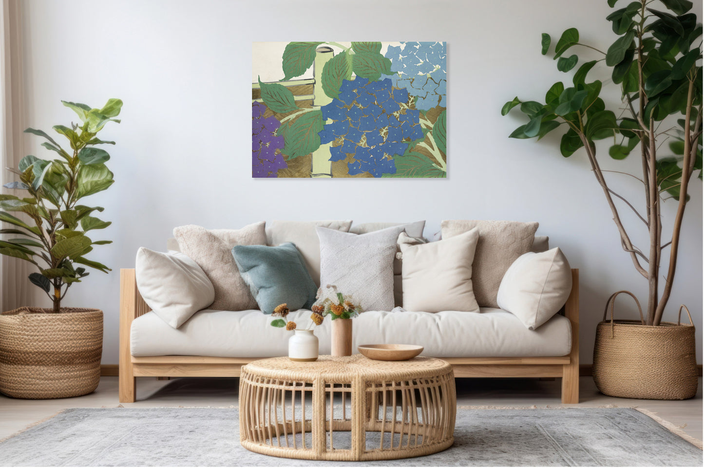 Obraz  Hydrangea, Sekka Japoński Vintage do Salonu