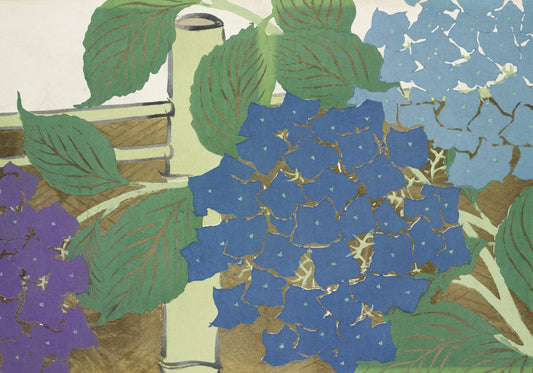 Plakat  Hydrangea, Sekka Japoński Vintage do Salonu