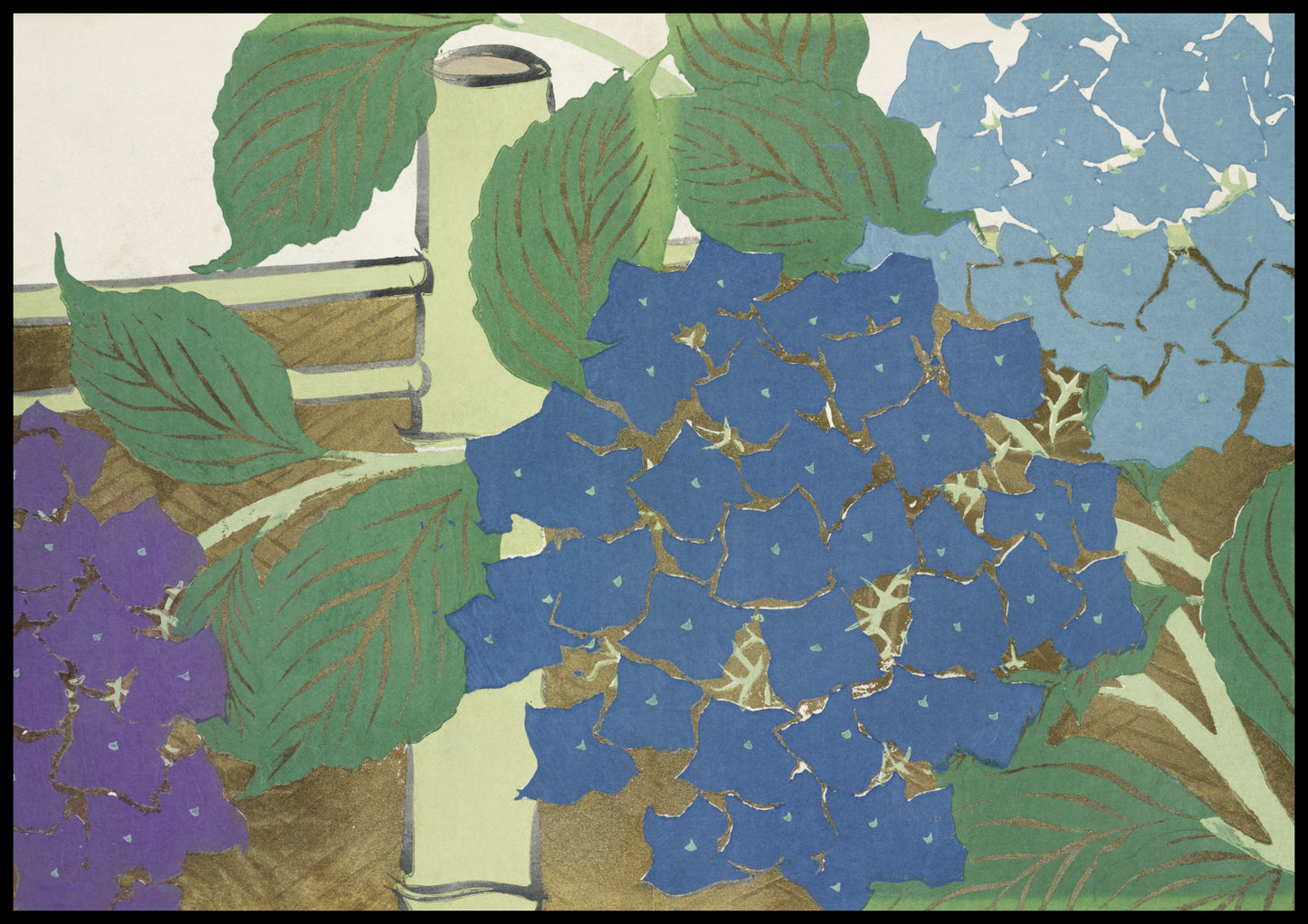 Plakat  Hydrangea, Sekka Japoński Vintage do Salonu