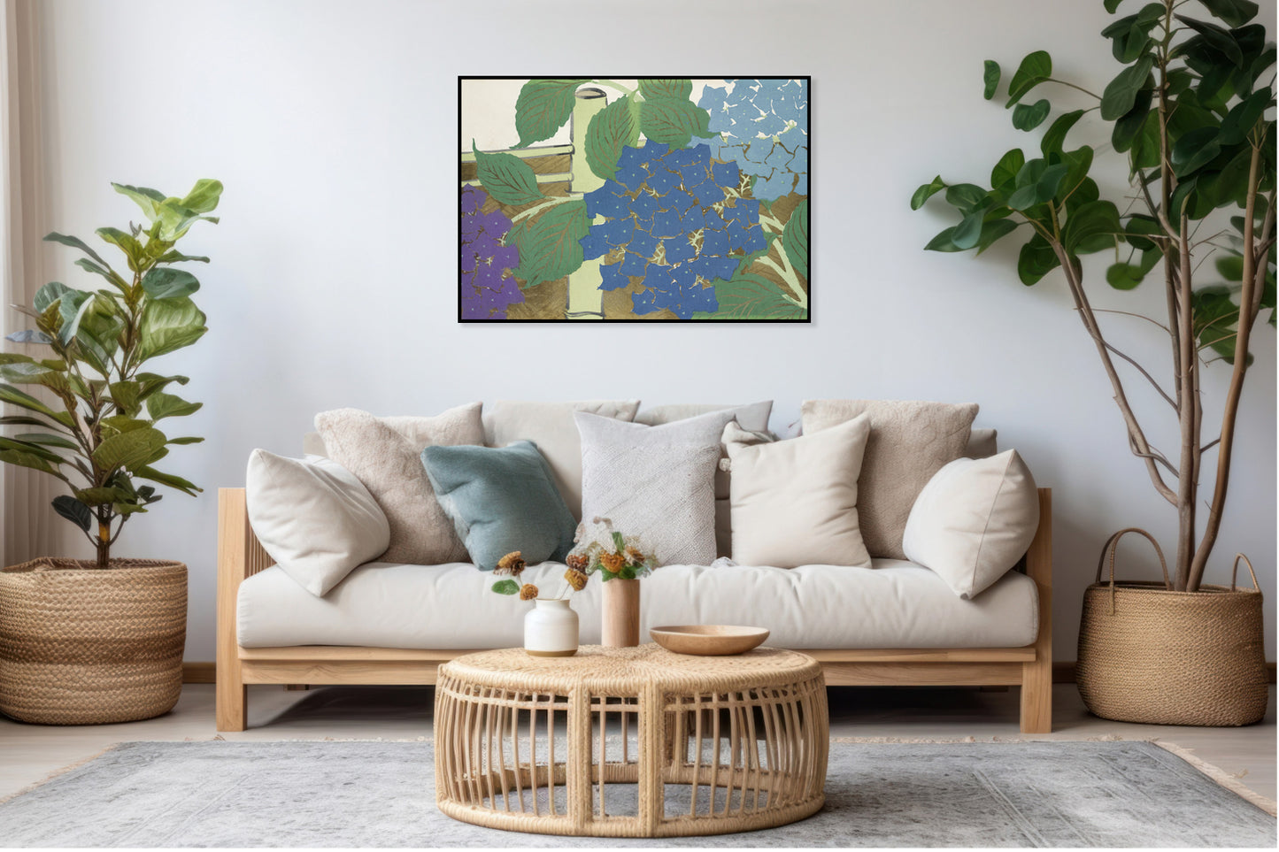 Plakat  Hydrangea, Sekka Japoński Vintage do Salonu