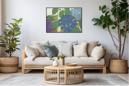 Plakat  Hydrangea, Sekka Japoński Vintage do Salonu