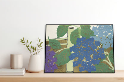 Plakat  Hydrangea, Sekka Japoński Vintage do Salonu