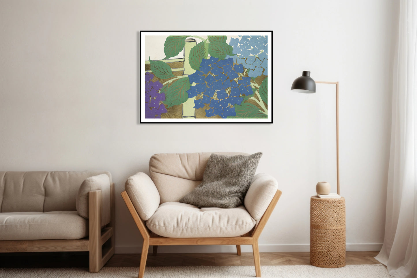 Plakat  Hydrangea, Sekka Japoński Vintage do Salonu