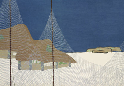 Plakat  Fishing Village, Sekka Japoński Vintage