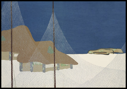 Plakat  Fishing Village, Sekka Japoński Vintage