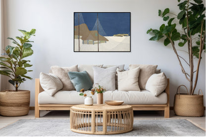 Plakat  Fishing Village, Sekka Japoński Vintage