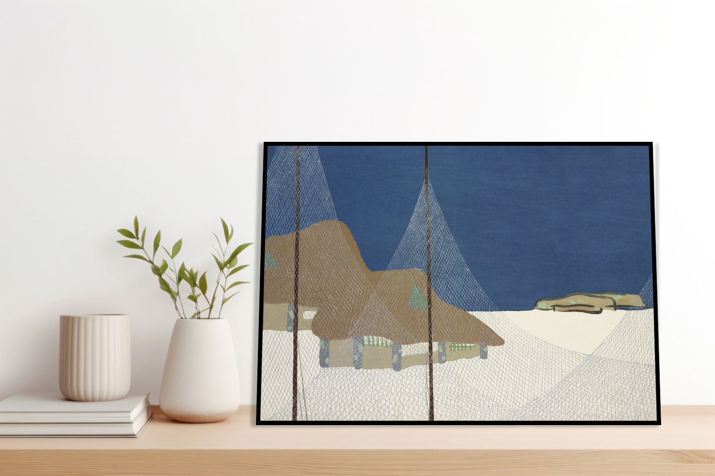 Plakat  Fishing Village, Sekka Japoński Vintage
