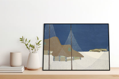Plakat  Fishing Village, Sekka Japoński Vintage