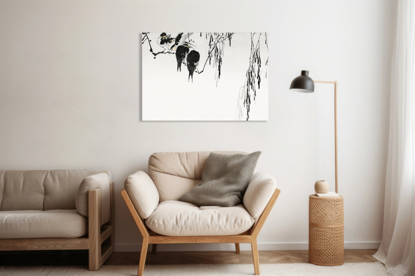 Obraz  Perched Magpies, Seitei Japoński Vintage