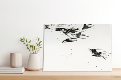 Obraz  Flying Magpies, Seitei Japoński Vintage
