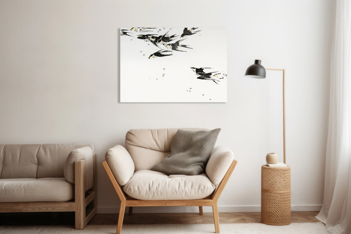 Obraz  Flying Magpies, Seitei Japoński Vintage