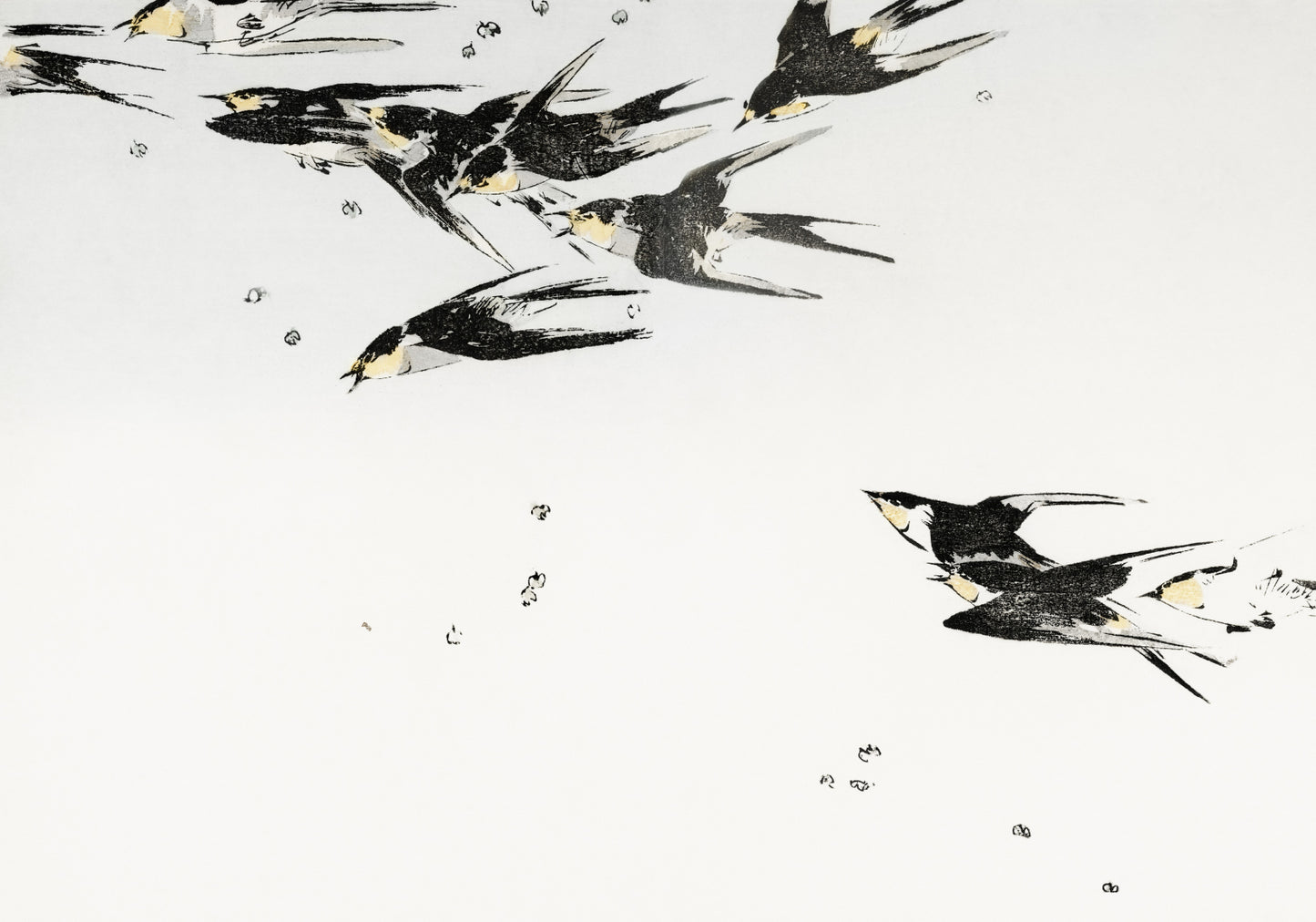 Plakat  Flying Magpies, Seitei Japoński Vintage