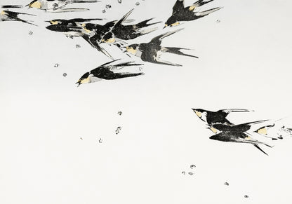 Plakat  Flying Magpies, Seitei Japoński Vintage