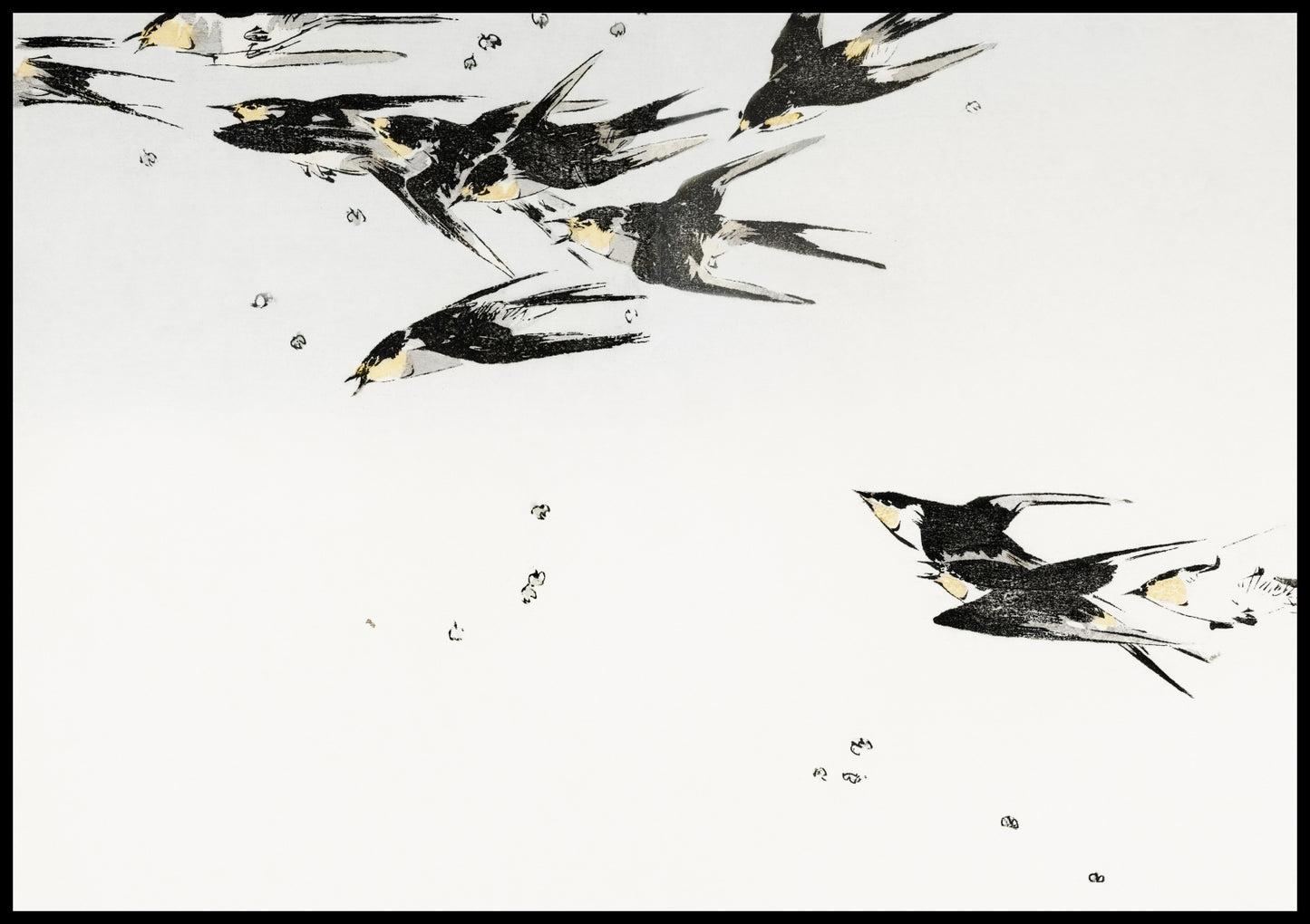 Plakat  Flying Magpies, Seitei Japoński Vintage