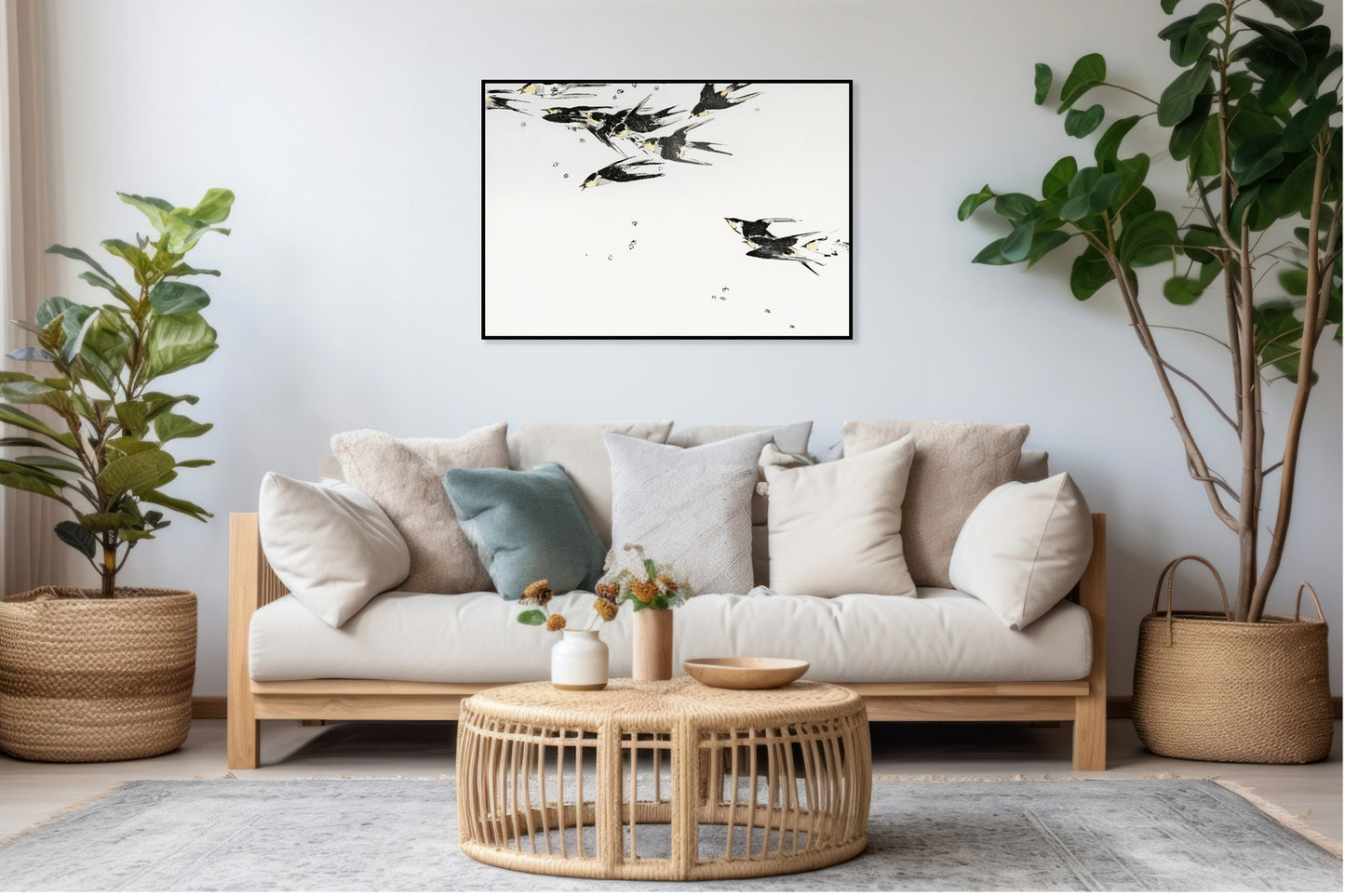 Plakat  Flying Magpies, Seitei Japoński Vintage
