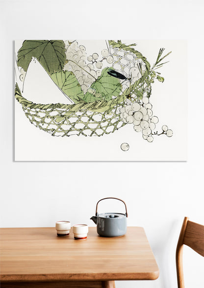 Obraz  Basket of Grapes, Seitei Japoński Vintage