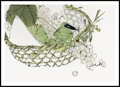Plakat  Basket of Grapes, Seitei Japoński Vintage