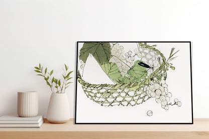 Plakat  Basket of Grapes, Seitei Japoński Vintage
