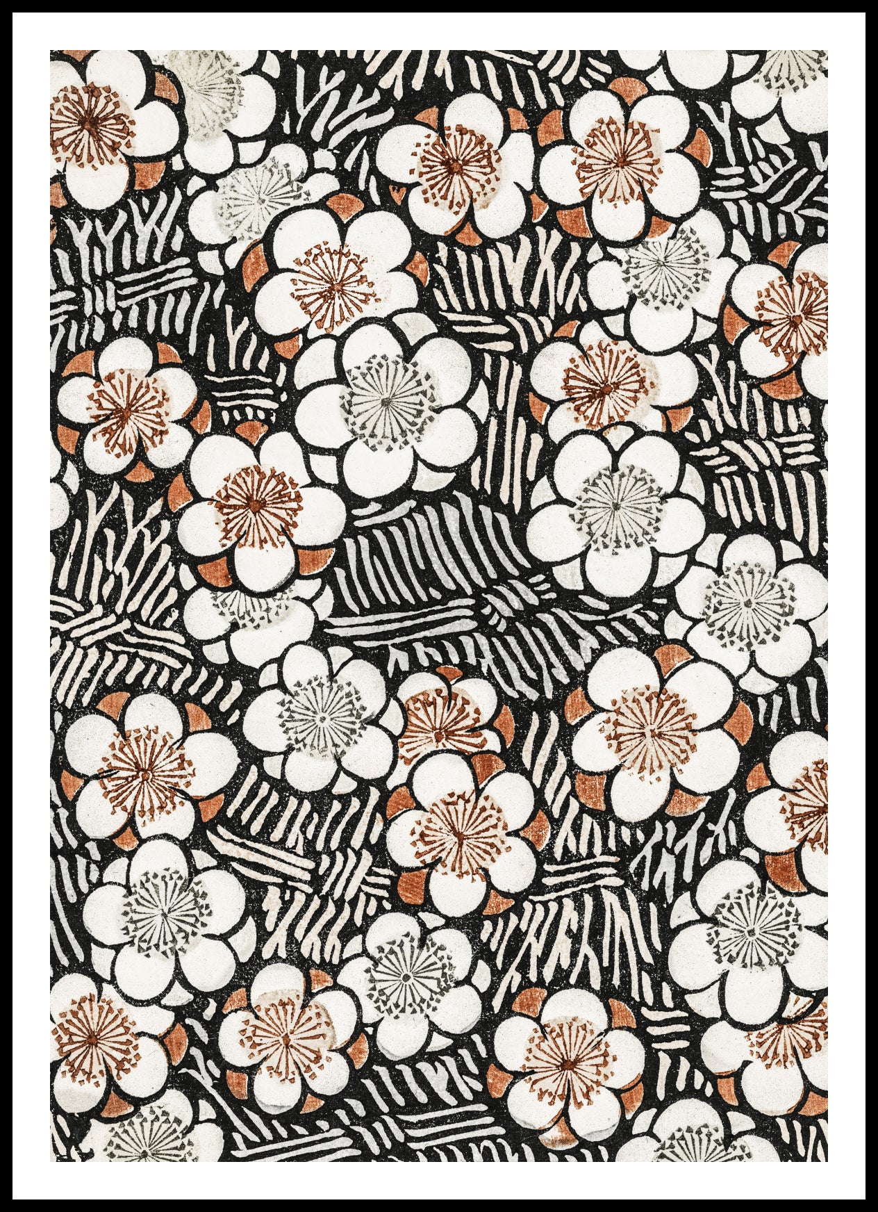 Plakat  Floral Pattern, Bijutsukai Japoński Vintage