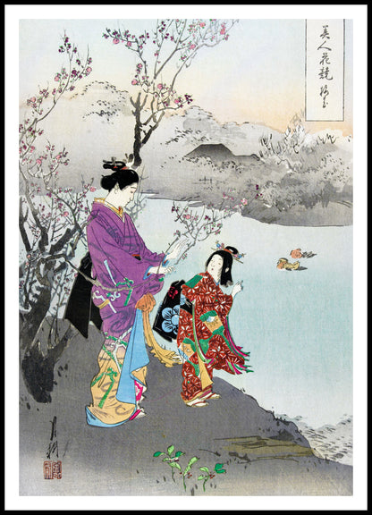 Plakat   Plum Blossom, Gekko Japoński Vintage do Salonu