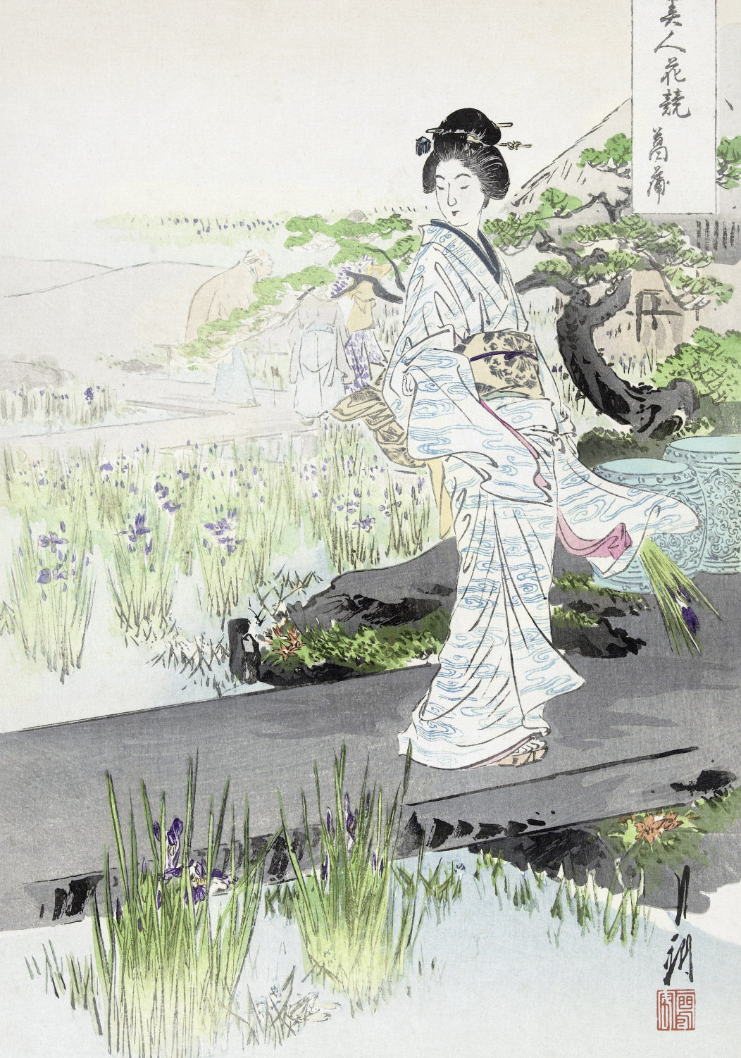 Plakat  Iris Garden, Gekko Japoński Vintage do Salonu