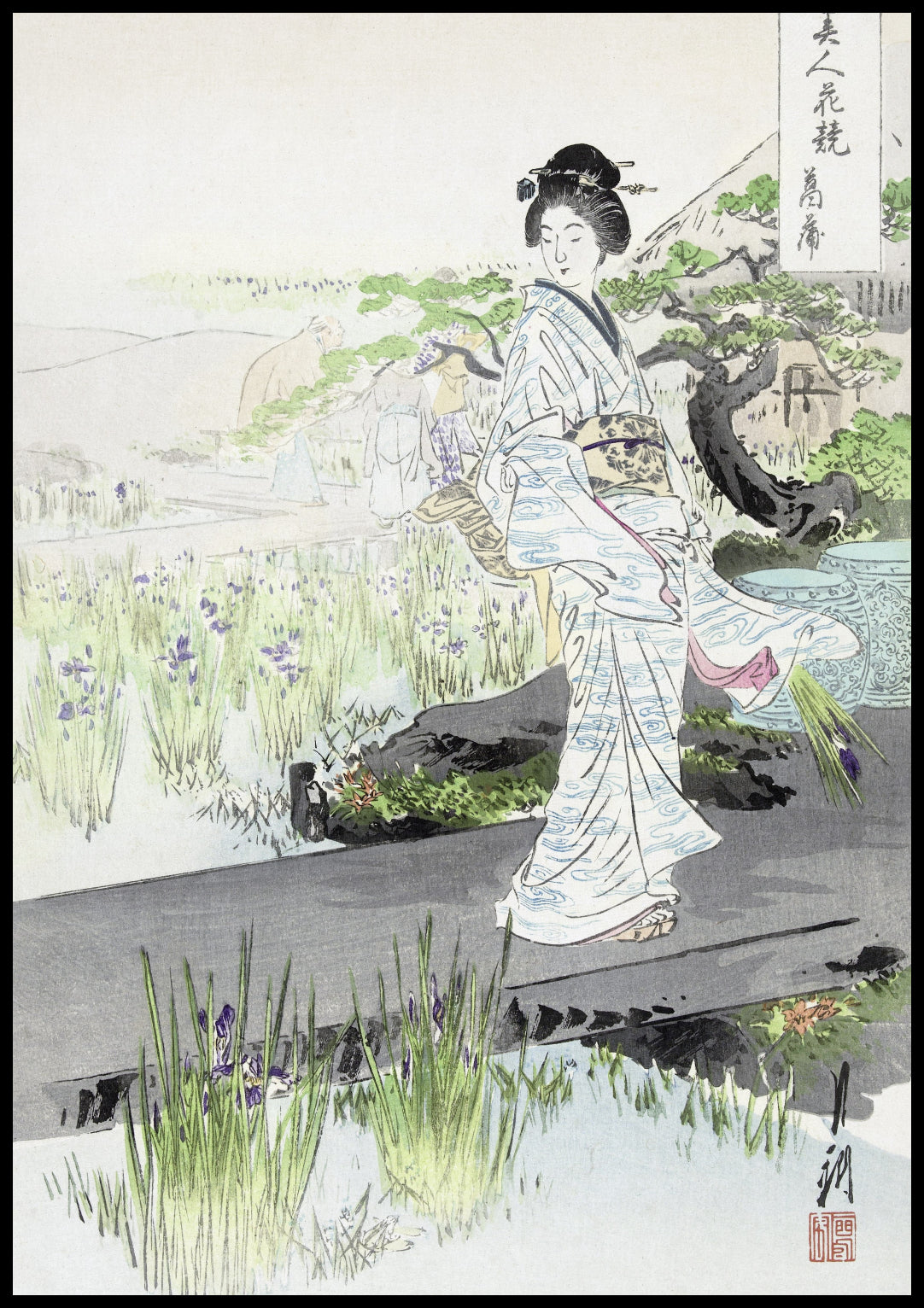Plakat  Iris Garden, Gekko Japoński Vintage do Salonu