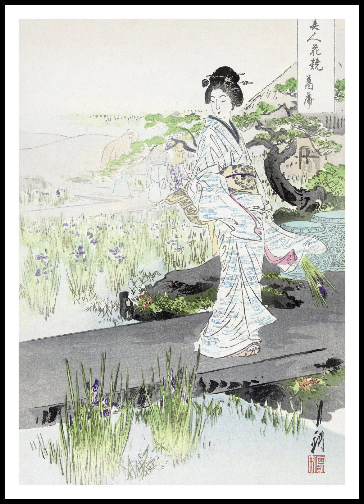 Plakat  Iris Garden, Gekko Japoński Vintage do Salonu