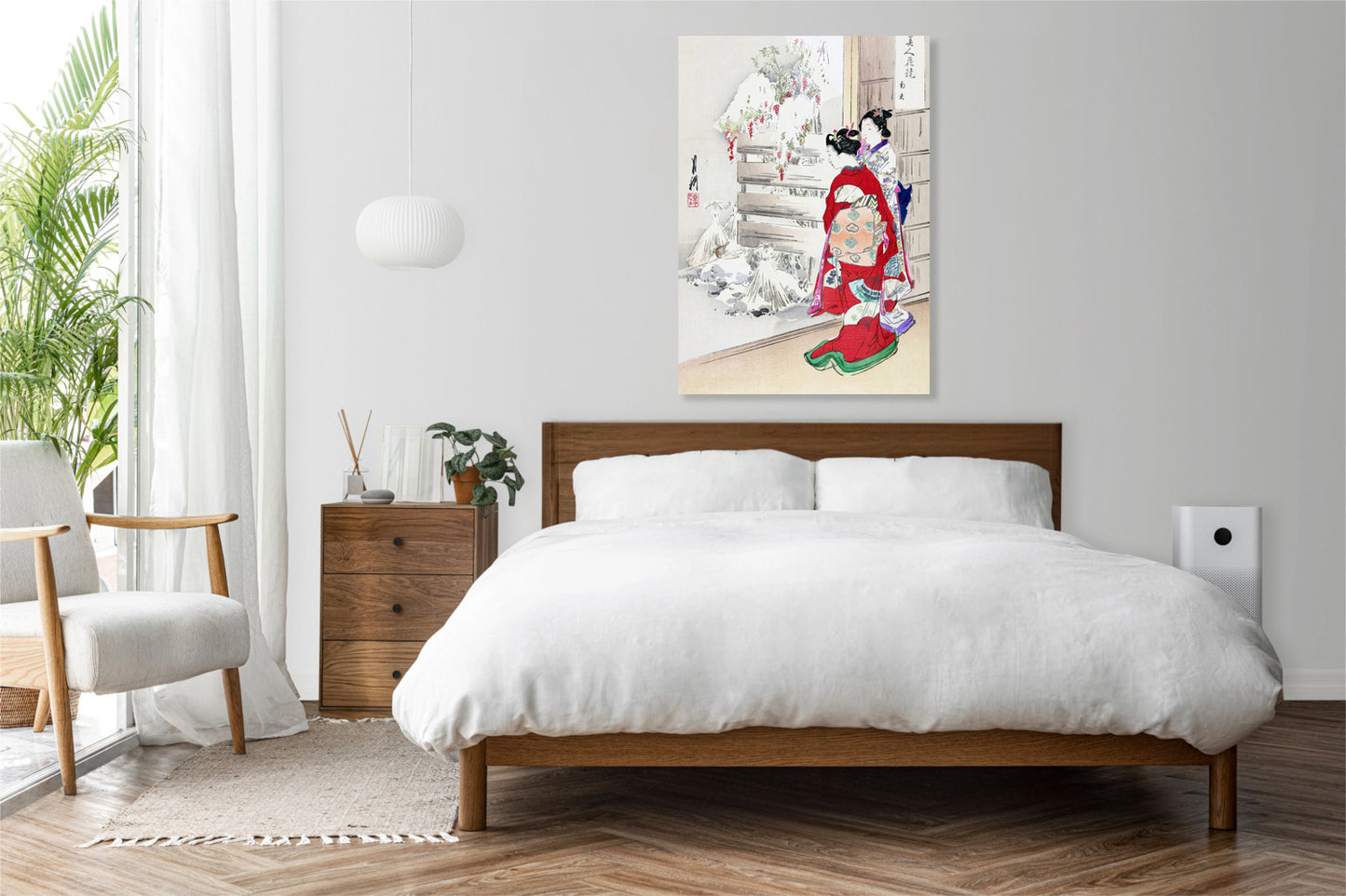 Obraz  Snowy Garden, Gekko Japoński Vintage do Salonu