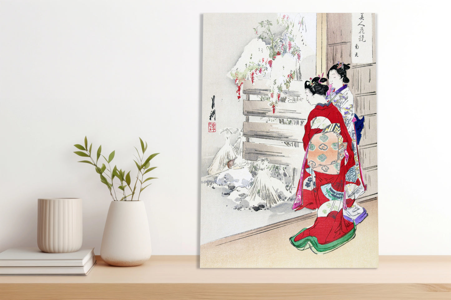Obraz  Snowy Garden, Gekko Japoński Vintage do Salonu